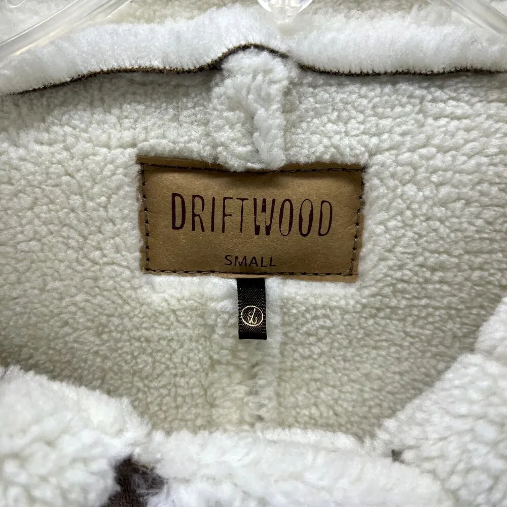 DRIFTWOOD Jacket womens Small faux suede beige embroidered sleeves Fleece lined - Picture 13 of 16